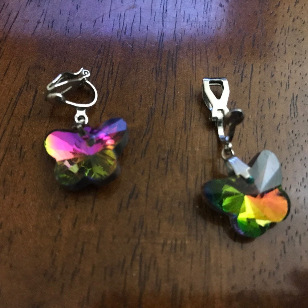 Antique butterfly clip earrings